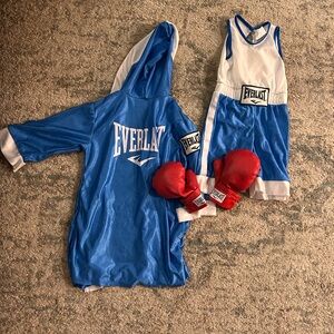 Everlast Kids Blue and White Boxing Costume with Red Gloves
